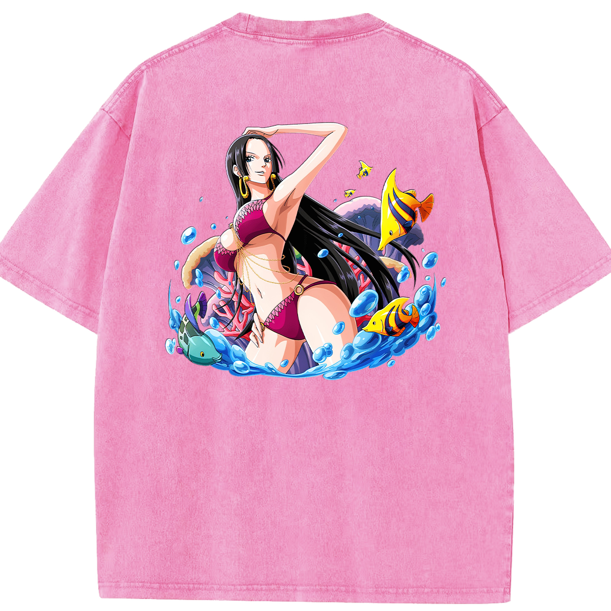 ワンピース ボア・ハンコック ONE PIECE Boa·Hancock 綿100% ヴィンテージ風 半袖Tシャツ（背面プリント）